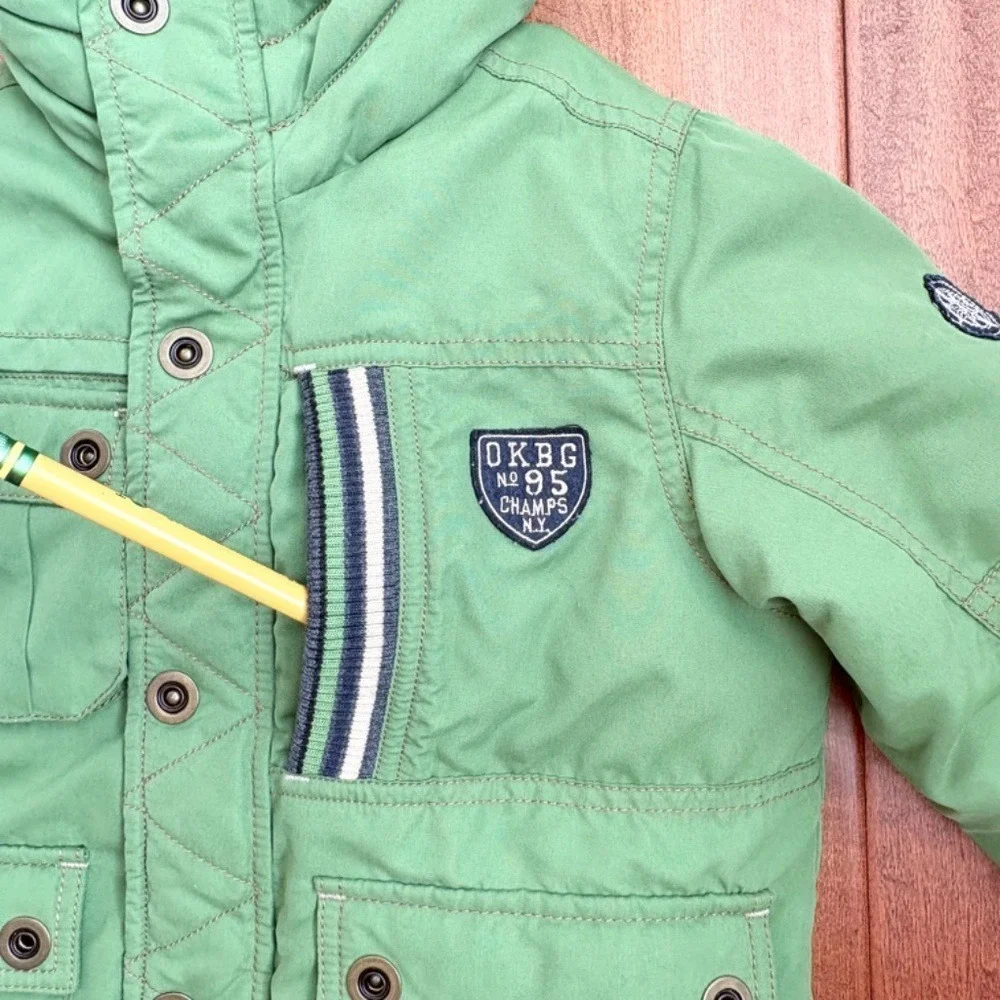 OshKosh Sherpa Lined‎ Hooded Heavy Winter Jacket Boys 5 Green